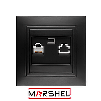 Розетка комп'ютерна серія "ELEGANT BLACK" ТМ"MARSHEL"
