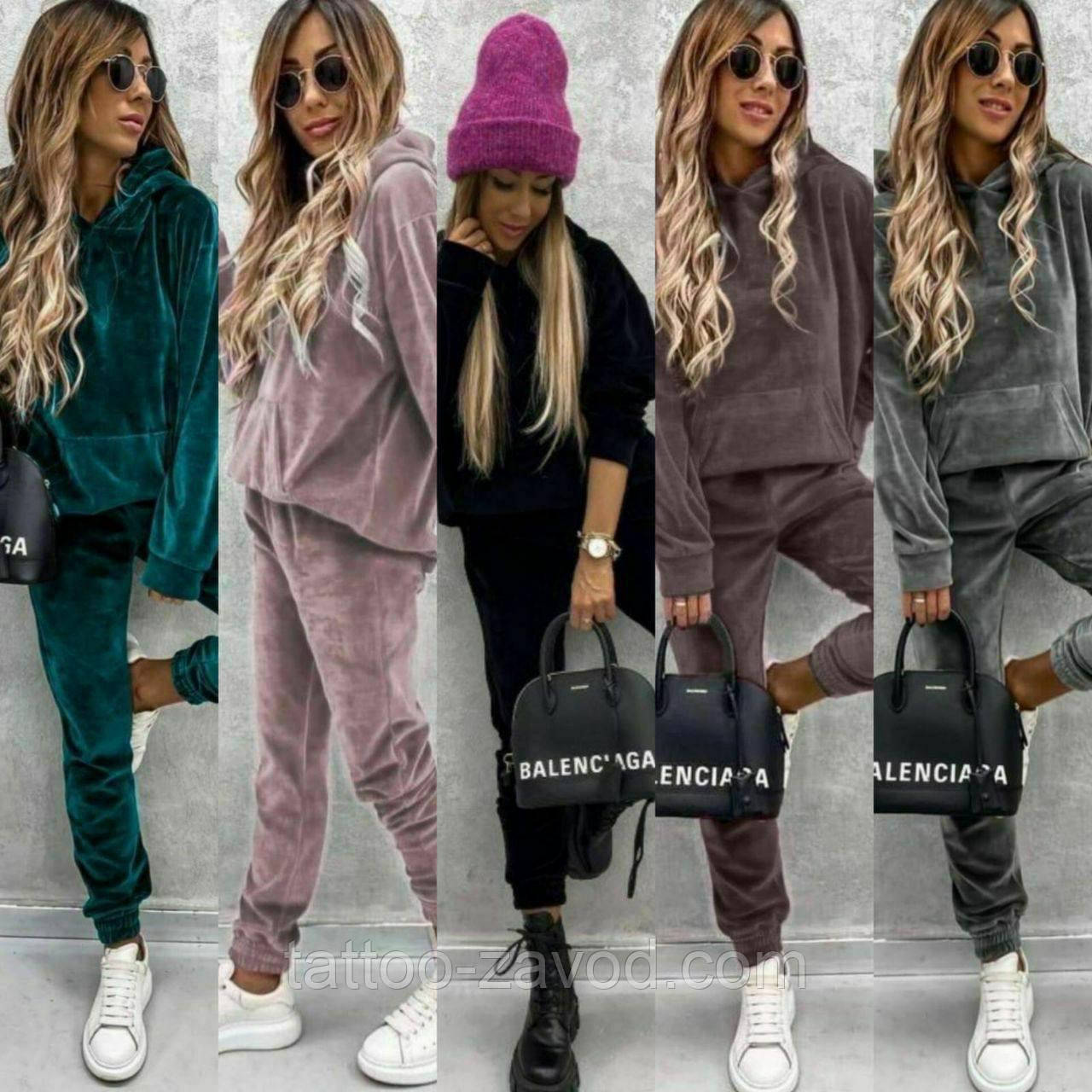 Велюровий костюм жіночий кофта з капюшоном і штани 42-44 46-48 50-52, фото 1