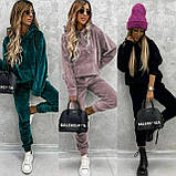 Велюровий костюм жіночий кофта з капюшоном і штани 42-44 46-48 50-52, фото 2