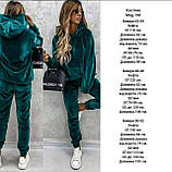 Велюровий костюм жіночий кофта з капюшоном і штани 42-44 46-48 50-52, фото 4