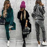 Велюровий костюм жіночий кофта з капюшоном і штани 42-44 46-48 50-52, фото 7