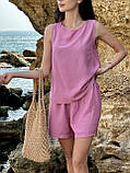 Жіночий комплект (майка+шорти) LUMIA, темно-рожевий, фото 2