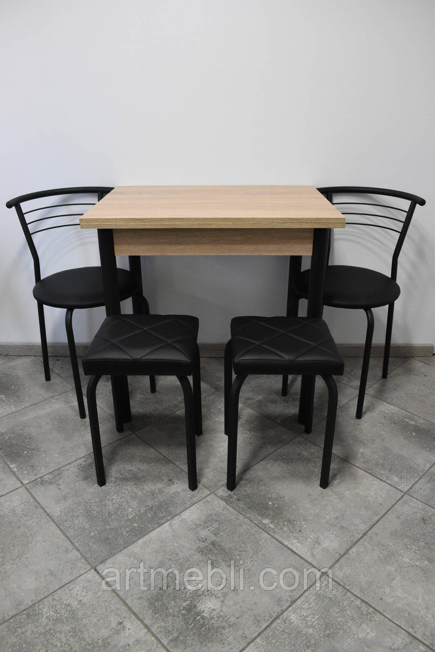 Кухонний комплект стіл розкладний, 2 стільці та 2 табурети, фото 1