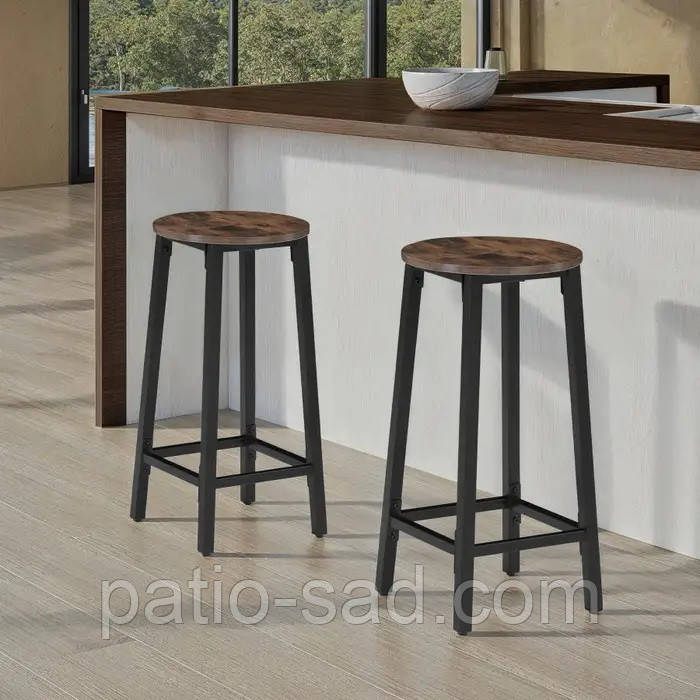 Набір в індустріальному стилі з 2 барних стільців Corby, колір темного дерева, фото 1