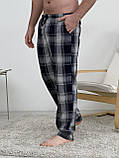 Чоловічі піжамні штани, темно-сині/сірий, фото 3