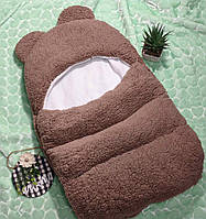 Зимовий конверт спальник м'який плюшевий для виписки та прогулянок