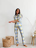 Домашній жіночий комплект COSY у клітинку жовто/сірий (сорочка+штани), фото 2