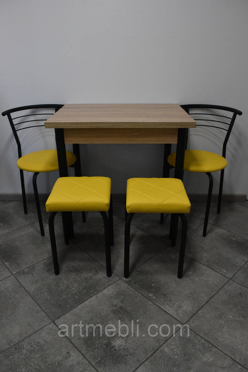 Кухонний комплект стіл розкладний, 2 стільці та 2 табурети, фото 1