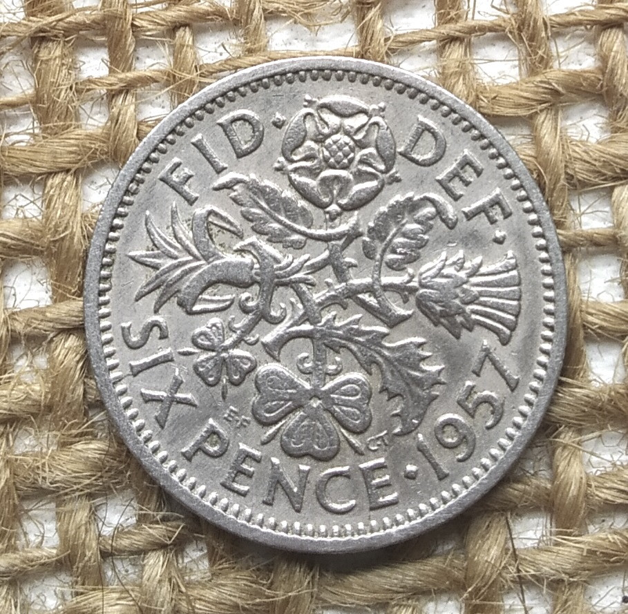 6 пенсiв 1957 року. Велика Британiя, фото 1