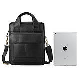 Сумка чоловіча шкіряна через плече. Барсетка месенджер із натуральної шкіри Чорна, фото 2