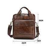 Сумка чоловіча шкіряна через плече. Барсетка месенджер із натуральної шкіри Чорна, фото 4