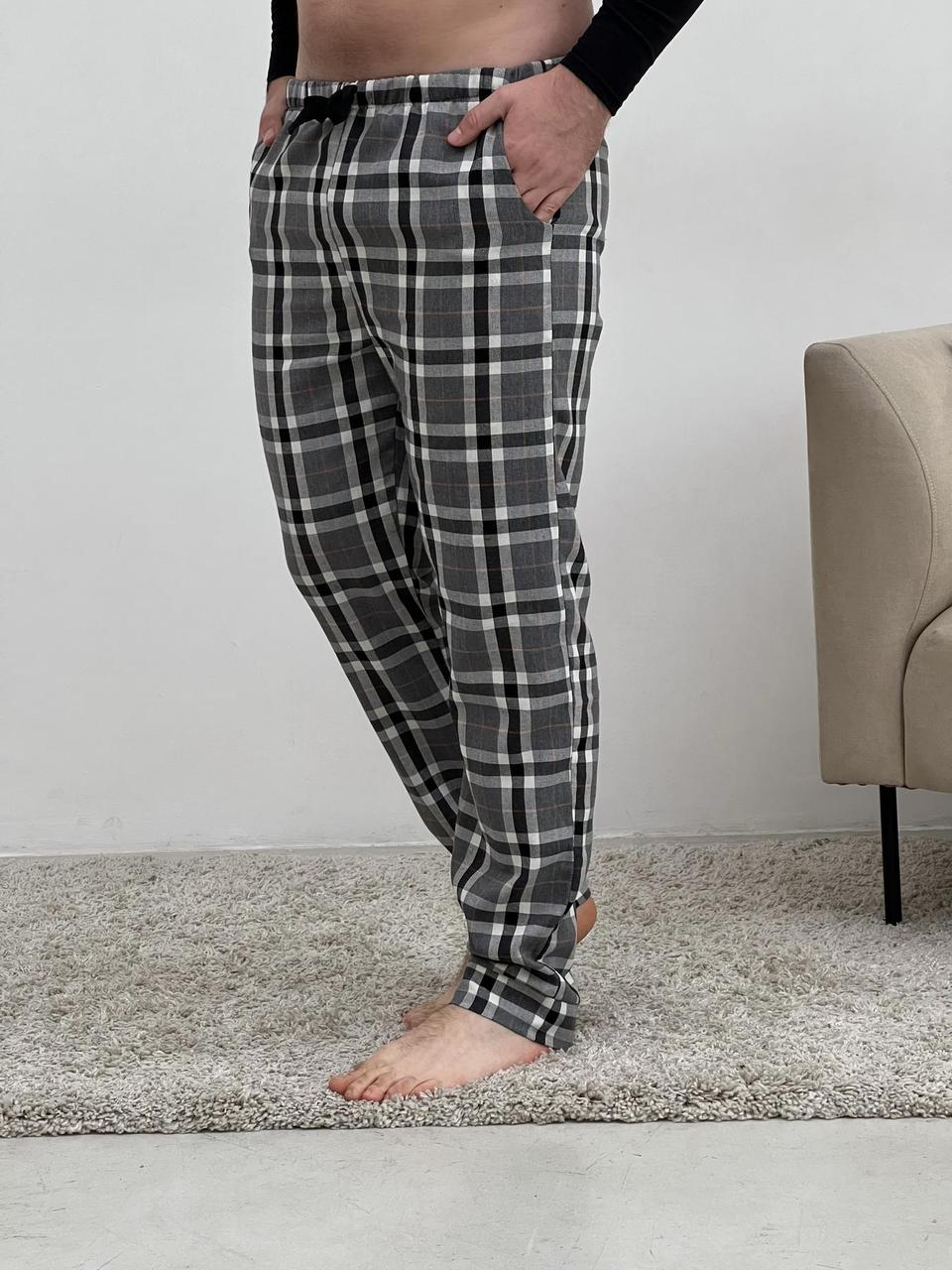Чоловічі піжамні штани COSY в клітину сірі, фото 1