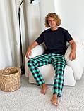 Чоловічі піжамні штани, зелено/чорні, фото 4