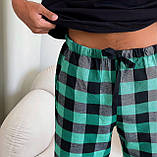 Домашня піжама для чоловіків COSY із фланелі (штани+лонгслів) зелено/чорний, фото 2