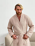 Чоловічий вафельний халат беж, фото 4