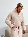 Чоловічий вафельний халат беж, фото 5