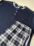 Чоловіча бавовняна піжама "Cameron" футболка та штани в клітину, темно-синій, фото 2