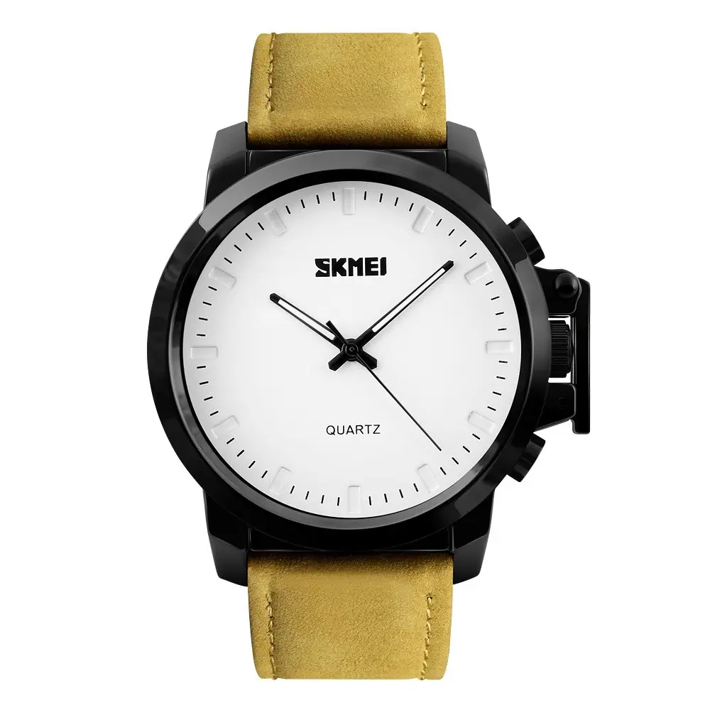 Класичний чоловічий годинник Skmei 1208 коричнева замша, фото 1