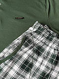 Чоловіча бавовняна піжама "Cameron" лонгслів та штани в клітину зелена, фото 2