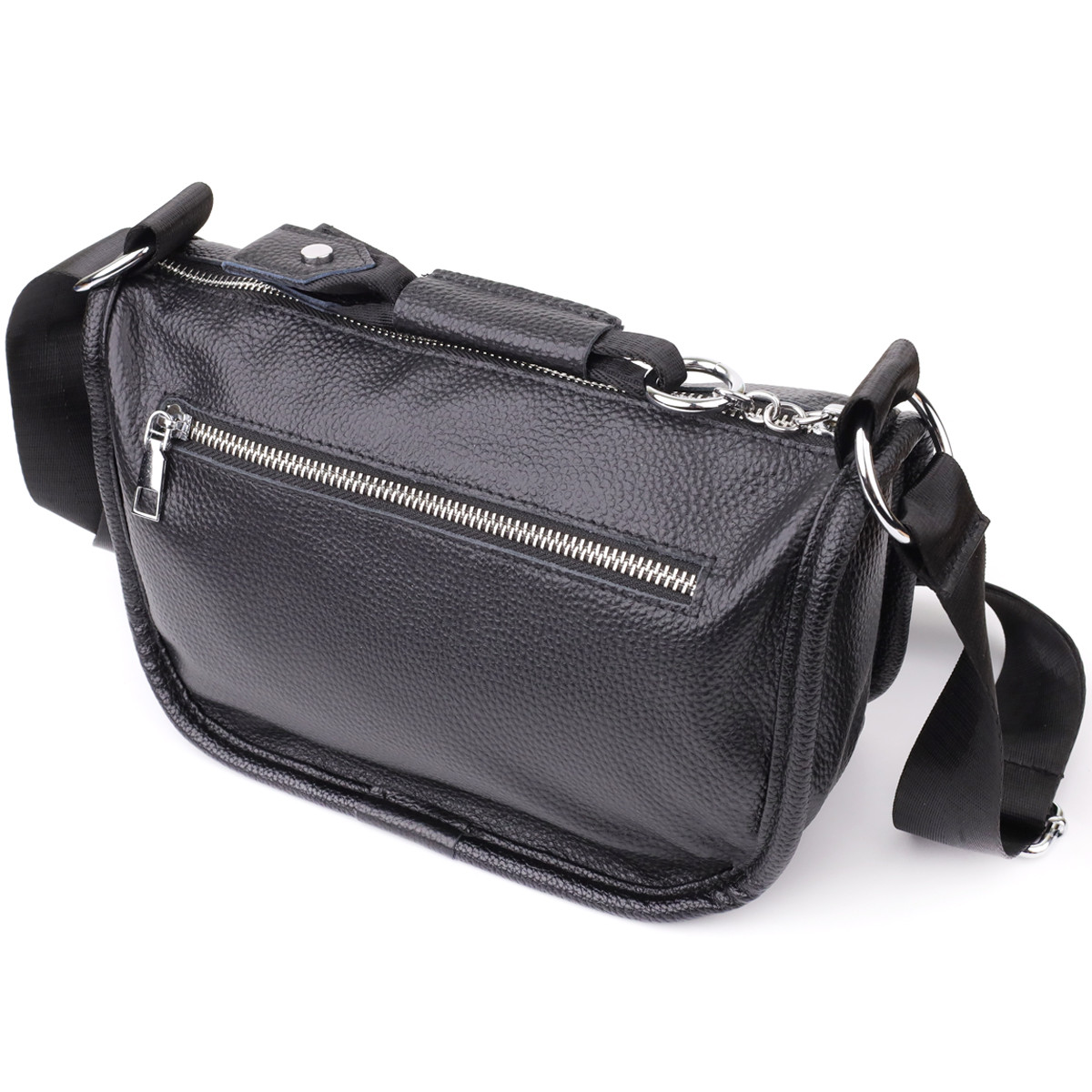 Стильна напівкругла сумка для жінок із натуральної шкіри Vintage 22905 Чорний