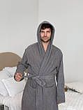 Чоловічий халат з капюшоном COSY махровий Fortune сірий, фото 5