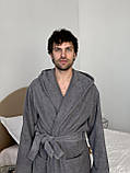 Чоловічий халат з капюшоном COSY махровий Fortune сірий, фото 6