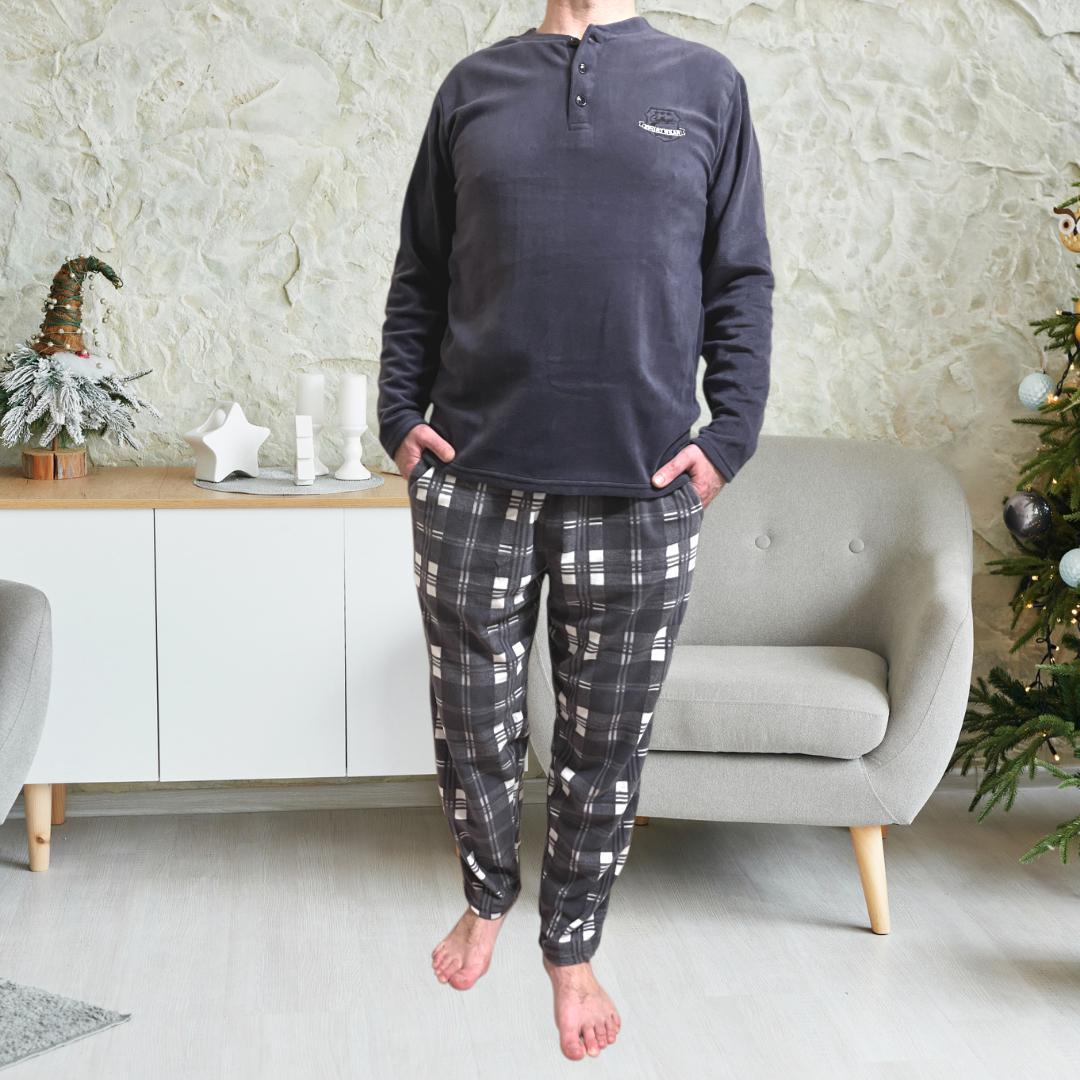 Чоловіча тепла City Love піжама з флісу полар, темно-сіра, фото 1