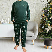 Чоловіча тепла City Love піжама з флісу полар, зелена