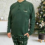 Чоловіча тепла City Love піжама з флісу полар, зелена, фото 3