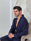 Чоловічий мусліновий халат Estet темно синій, фото 2