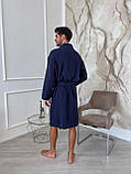 Чоловічий мусліновий халат Estet темно синій, фото 4