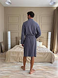 Чоловічий мусліновий халат Estet темно сірий, фото 2