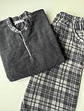 Чоловіча тепла піжама з флісу полар, у клітинку графіт-грейдж, фото 2