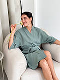 Жіночий халат із мусліну COSY оливковий, фото 4