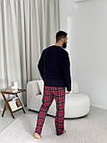 Піжама чоловіча тепла Just be COOL (штани+лонгслів) прінт, клітина червоно-синя, фото 6