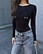 Жіночий базовий ефектний м'який боді з пірсингом на грудях довгий рукав осінній обтягуючий кроп топ віскоза, фото 2