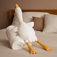 М’яка іграшка-подушка з пледом Гусь-обіймусь 3 в 1, великий 89 см, дитячий плед та іграшка Білий
