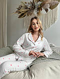 Жіноча Муслінова піжама, Серця рожеві на білому, фото 6