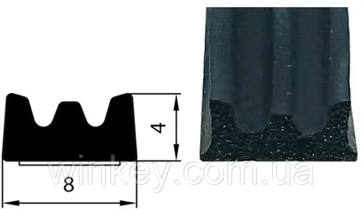 Ущільнювач самоклеючий Stomil Sanok SD-33 Е 8х4 чорний 125м, фото 1