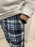 Піжама "Скандинавський затишок" тепла з начісом (штани+лонгслів), клітина синя 3XL, фото 3