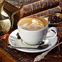 Велика картина на кухню Чашка кави, Кавові зерна, Капучіно Друк на полотні 125х70см з 5 модулів, фото 4