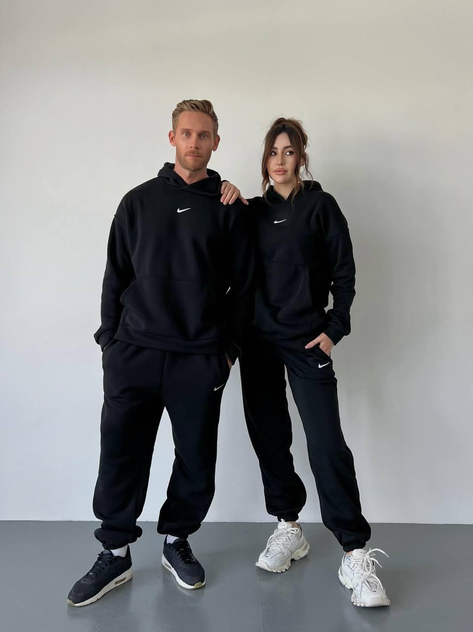 Теплий парний спортивний костюм Найк унісекс для закоханої пари худорлявої та штани тринити на флісі (ціна за 1 шт), фото 1