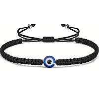 Браслет чорна нитка "Від пристріту" родій (330698(1))