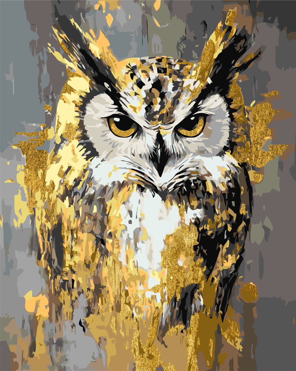 Картина за номерами Тварини. Сова з фарбами металік 40*50 см Орігамі LW 3528, фото 1