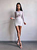 Ефектна жіноча сукня міні з драпіруванням та вставками з сітки Smb9479, фото 7