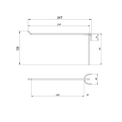 Гачок одинарний на торговельну сітку 200 мм D4 мм, чорний, фото 2