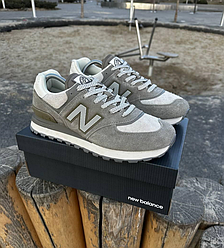 Кросівки чоловічі New Balance 574 Stone Island замшеві Нью Беленс Стоун Айленд хакі