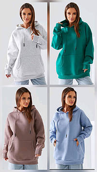 Тепла кофта з капюшоном толстовка жіноча на флісі