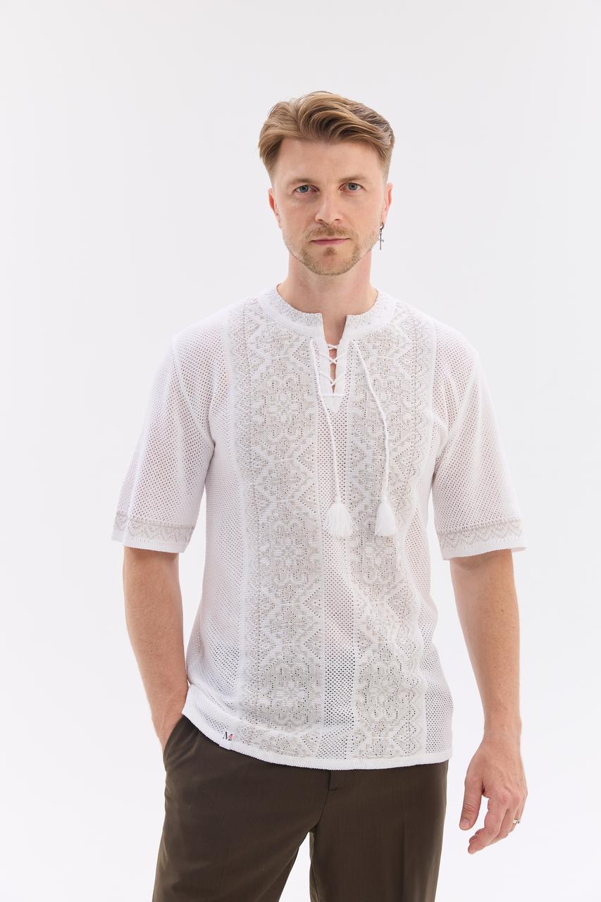 В'язана вишиванка з коротким рукавом "Оберіг"