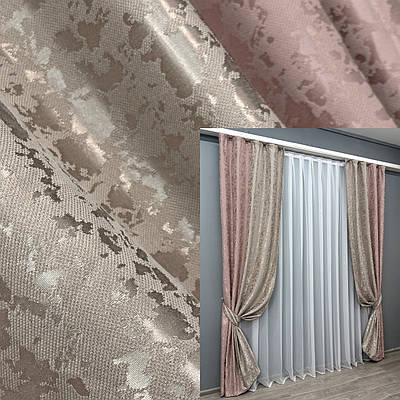 Комбіновані (2шт 1,1х2,7м) штори, льон "Pavliani VO". Колір пудровий з бежевим. Код 014дк (1717-1716ш) 11-0273